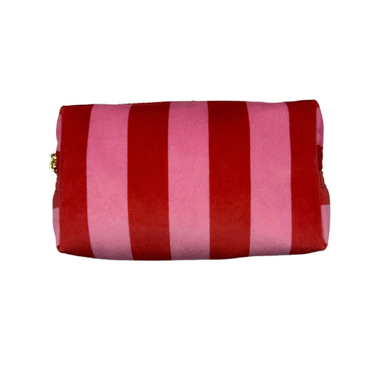 Pink stripe makeup bag