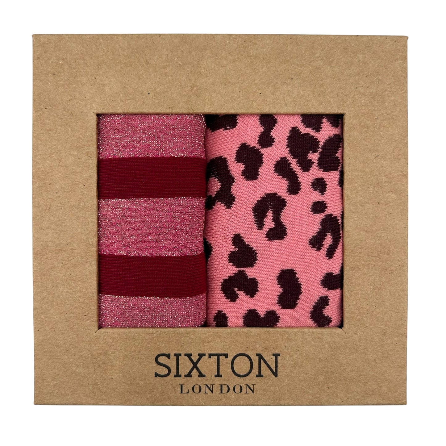 Berlin Red & Pink Leopard  sock box duo