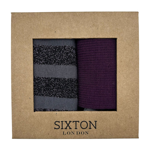 Purple Barcelona & Berlin sock box duo