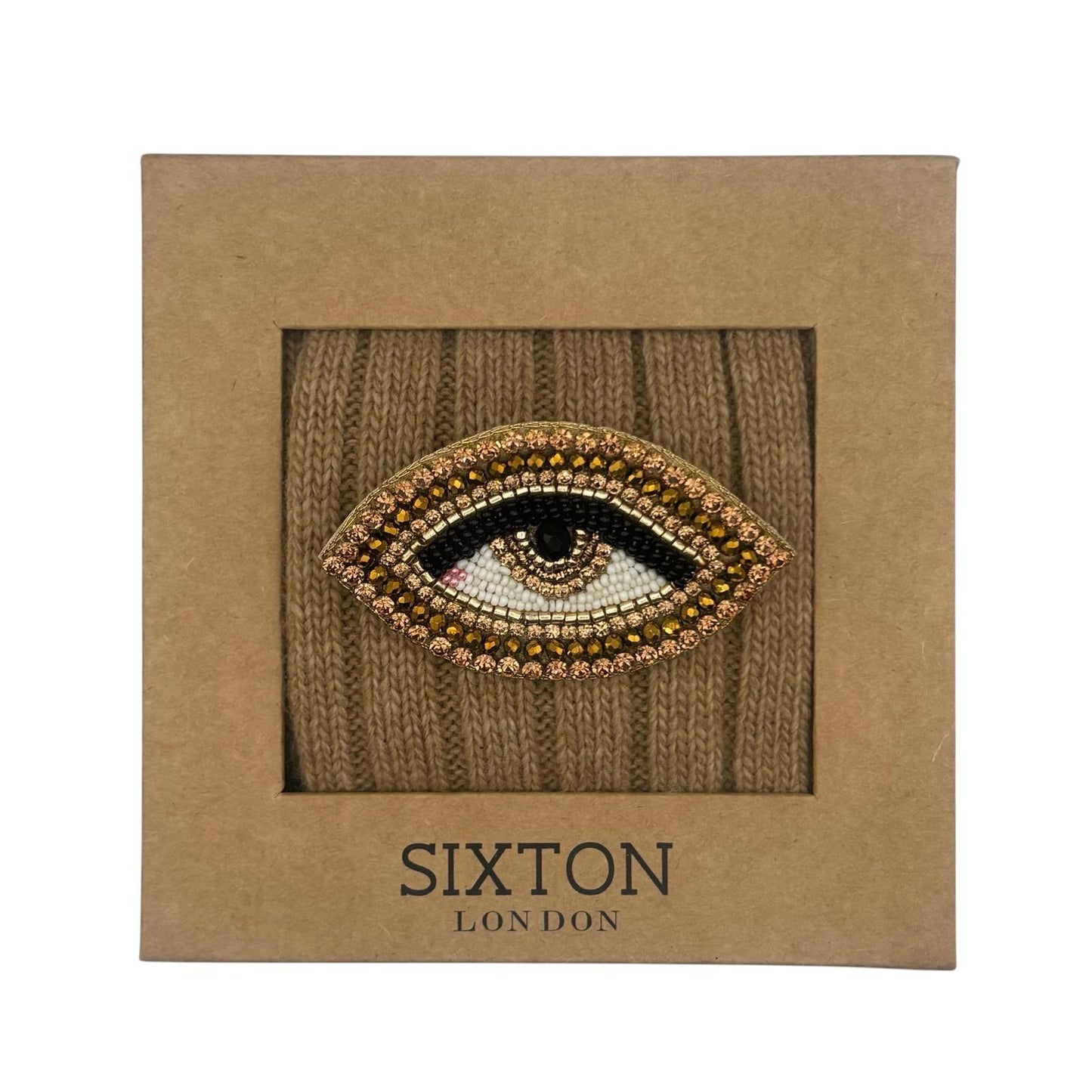 Sofia Sand Cashmere-Blend Sock Gift Box with Brooch