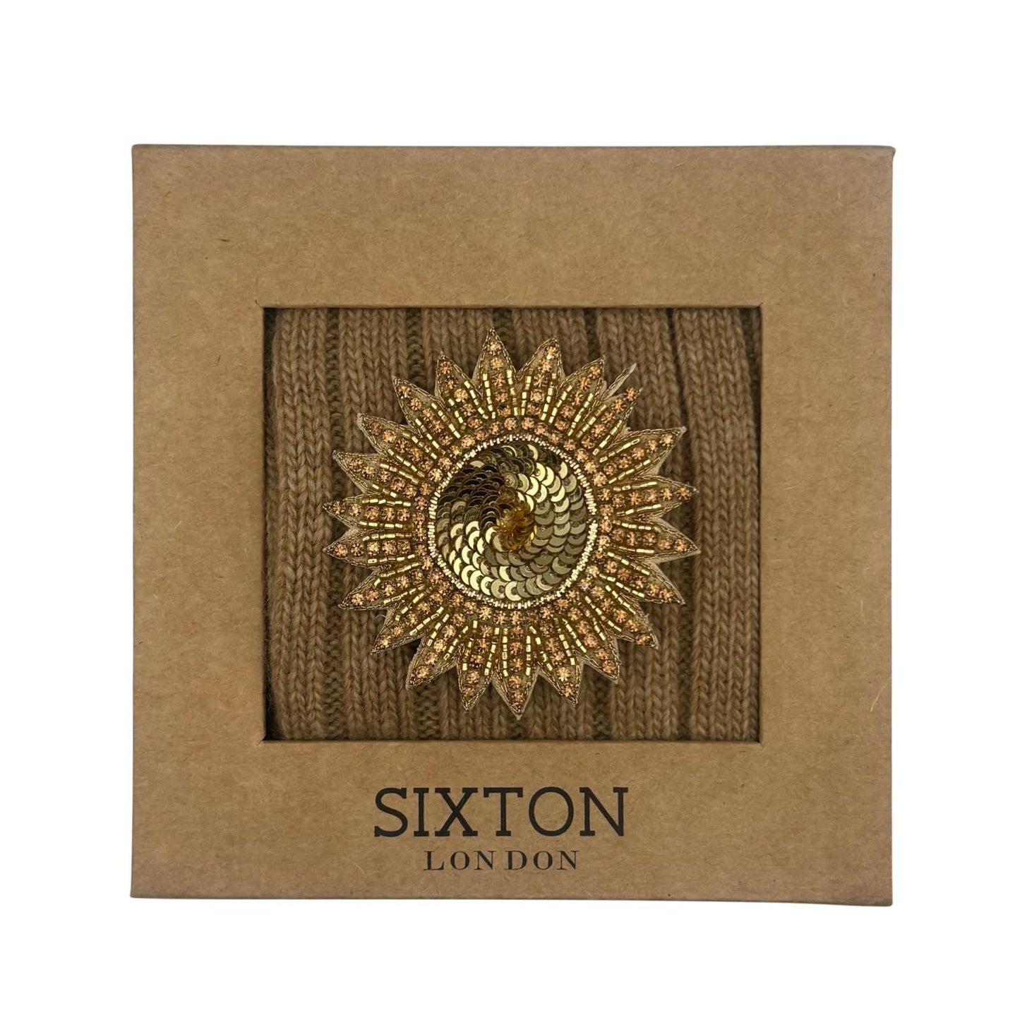 Sofia Sand Cashmere-Blend Sock Gift Box with Brooch