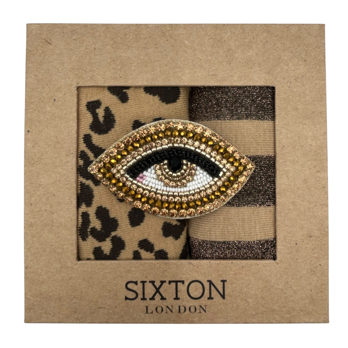 Sand Leopard & Berlin sock box duo with pin