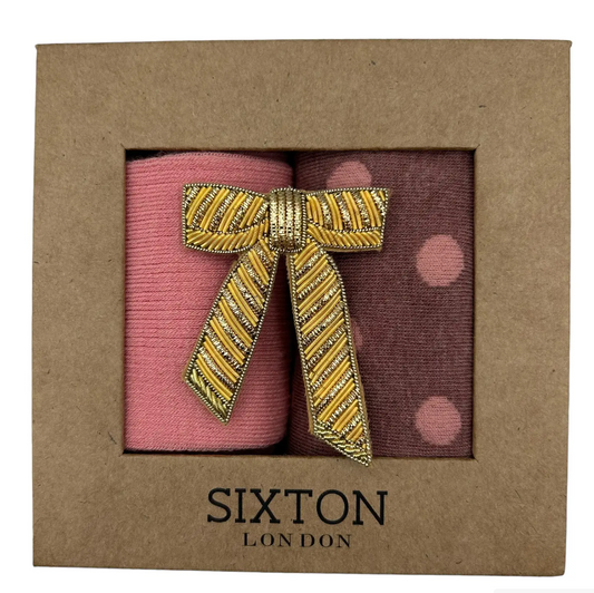 Porto Pink & Barcelona sock box duo with pin