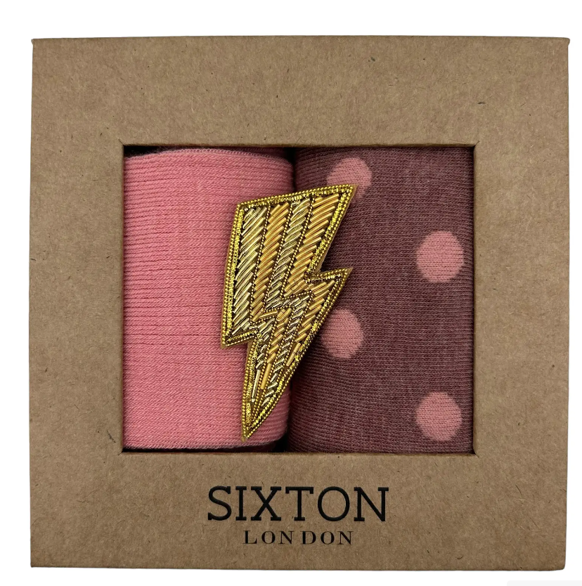 Porto Pink & Barcelona sock box duo with pin