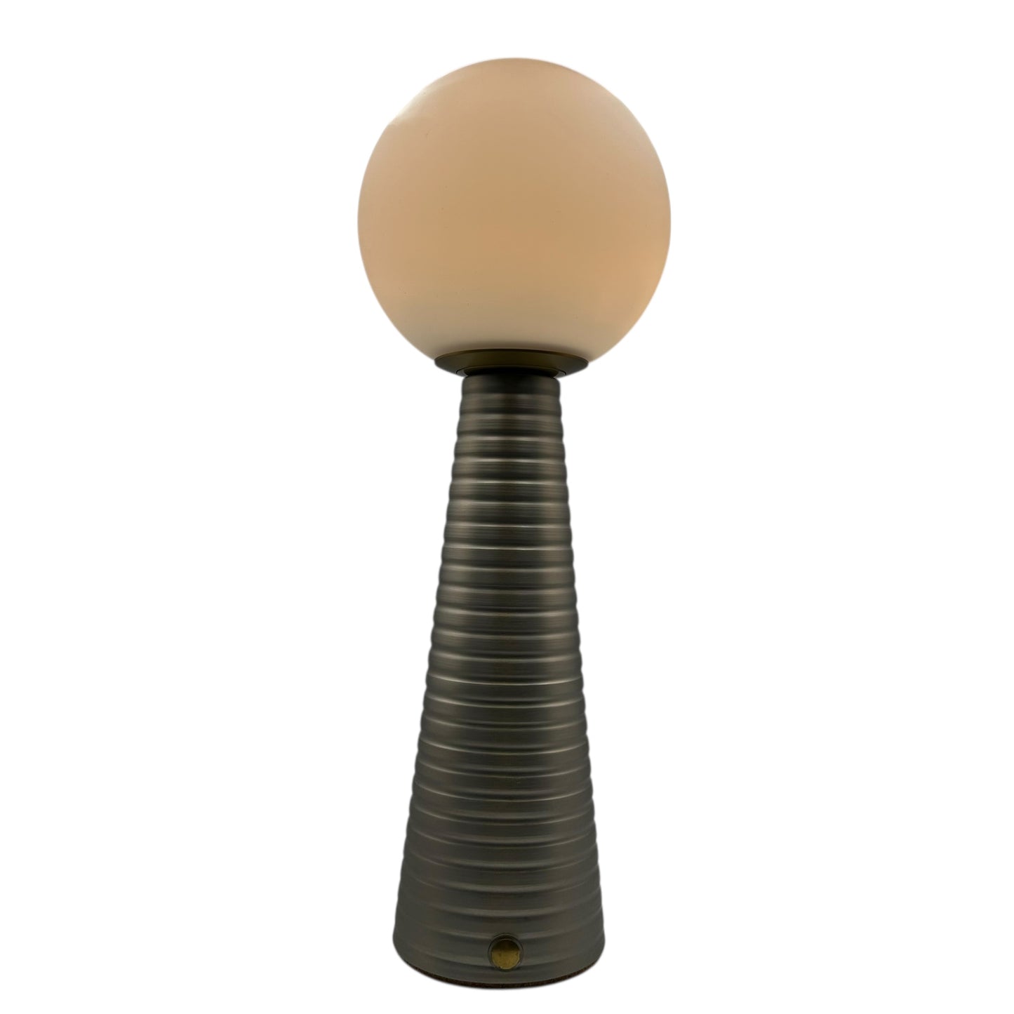 Large Deco Cone Ribbed Silver style rechargeable touch lamp