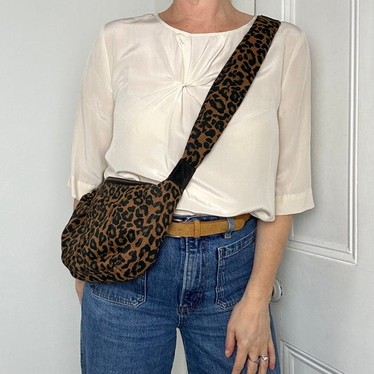 Brixton cross body sling bag - leopard print brown - small