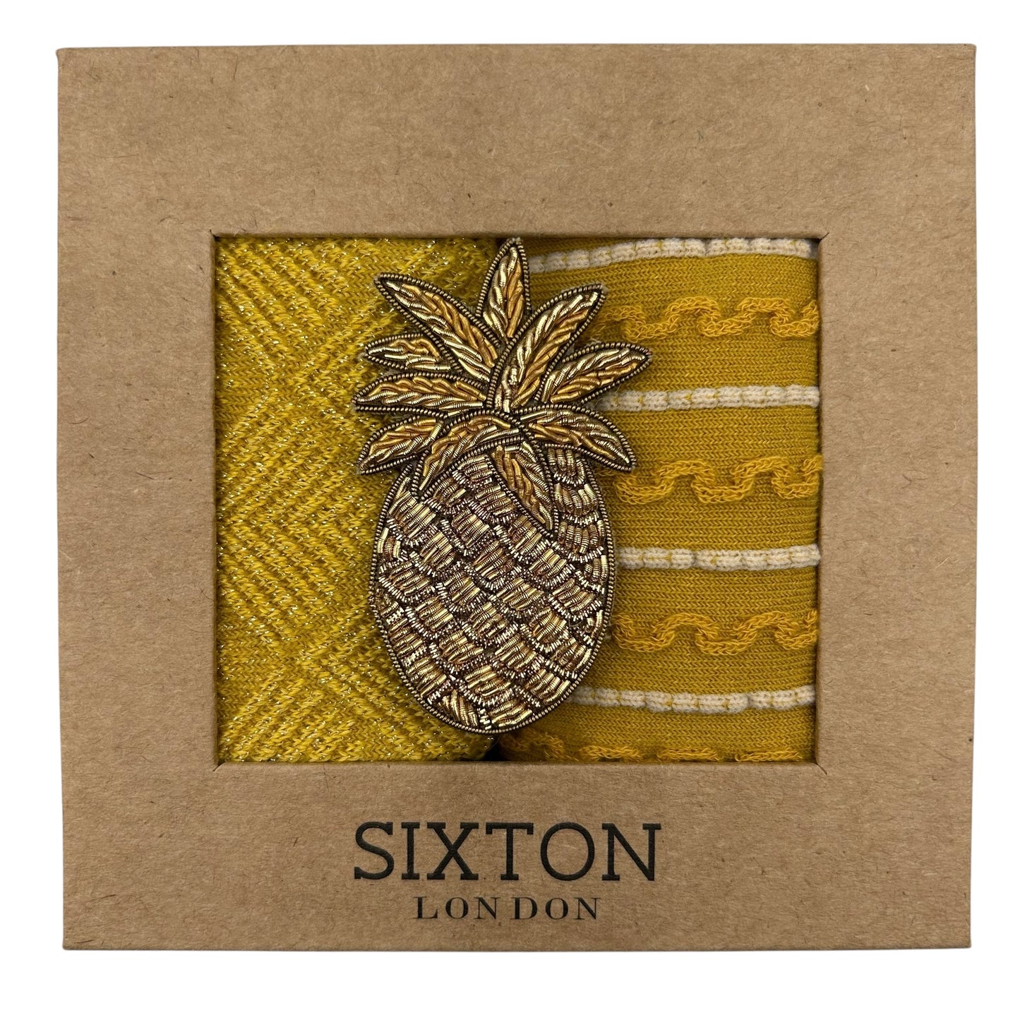 Sunshine Paris & Lyon sock box duo with embroidered brooch