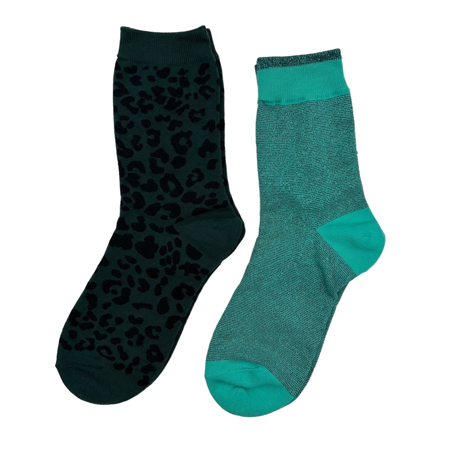 Turquoise Tokyo & Leopard sock box duo with pin