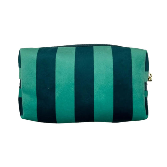 Teal stripe makeup bag