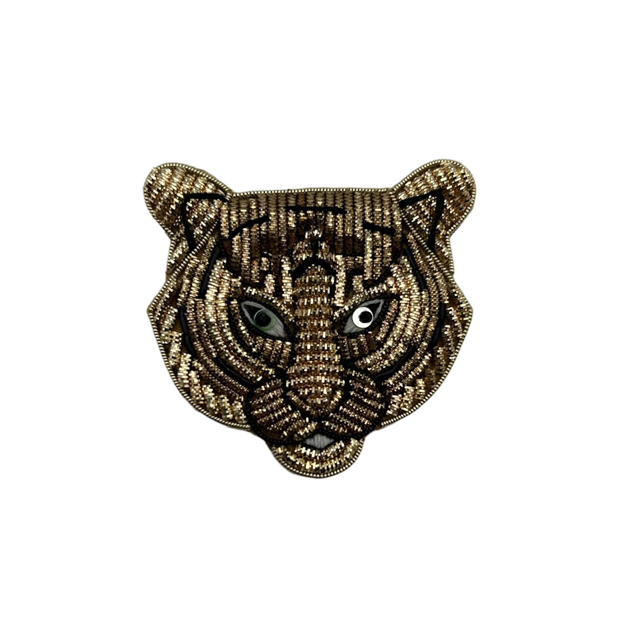 Sand Palm Tree makeup bag with Tiger Head brooch- recycled velvet