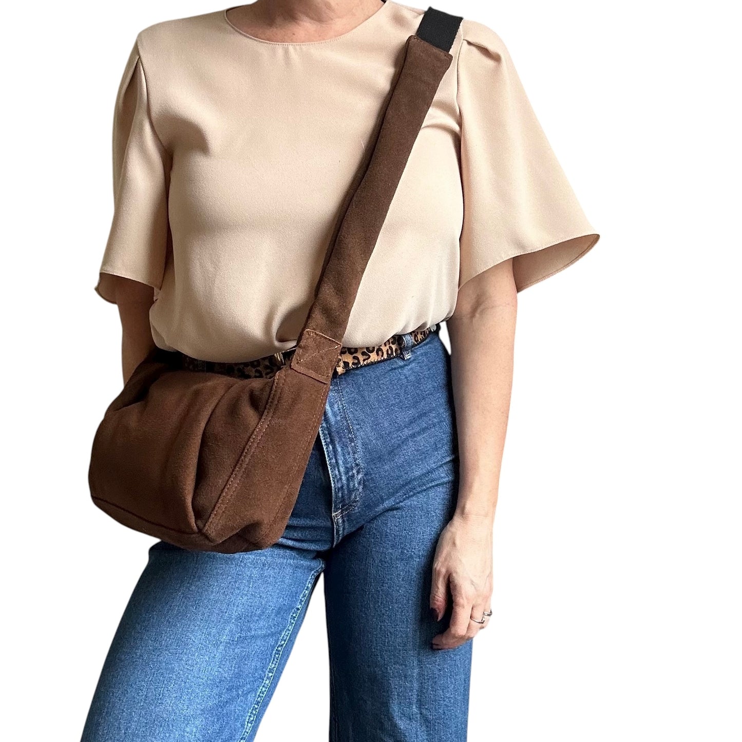 Brixton cross body sling bag -  brown suede - small