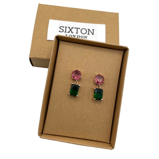 Emerald Style Square Jewel Drop earrings